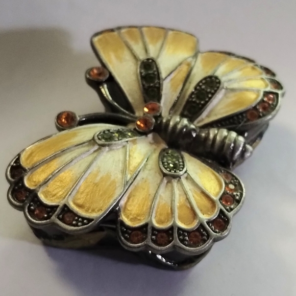 DZ Butterfly Enamel Rhinestone  Trinket Box - Picture 2 of 6